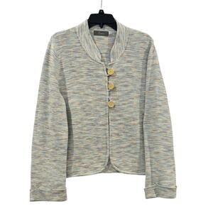 Willow Women’s Pastel Stripe Yellow Buttoned Long Sleeve Cardigan Sweater: L